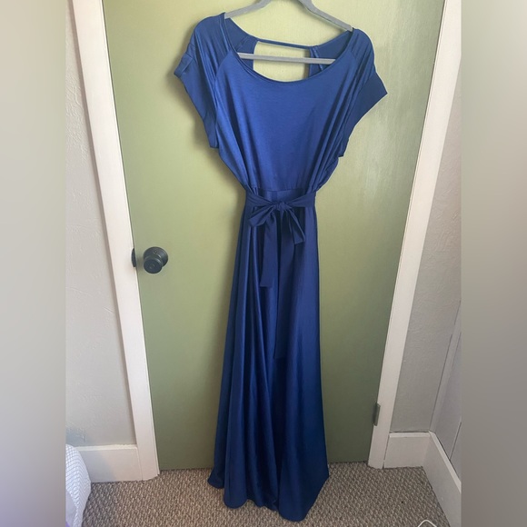 Dark Blue Washable Silk Gown - Amanda Laird Cherry - US Size 12 - Picture 1 of 5